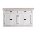 Farmhouse Brown and White Buffet Server With Storage Shelves