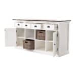 Modern Farmhouse White Buffet Server with Baskets and Shelves
