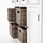 Modern Farmhouse White Buffet Server with Baskets and Shelves