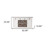 Modern Farmhouse White Buffet Server with Baskets and Shelves