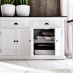 Black and White Farmhouse Buffet Server with Storage Shelves 16 Black and White Farmhouse Buffet Server with Storage Shelves