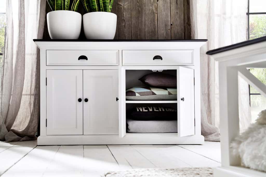 Black and White Farmhouse Buffet Server with Storage Shelves 7 Black and White Farmhouse Buffet Server with Storage Shelves - Image 7