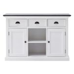 Black and White Modern Farmhouse Cabinet With Storage and Baskets