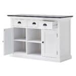 Black and White Modern Farmhouse Cabinet With Storage and Baskets