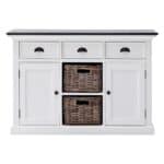 Black and White Modern Farmhouse Cabinet With Storage and Baskets