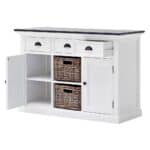 Black and White Modern Farmhouse Cabinet With Storage and Baskets