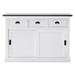 Modern Farmhouse Black and White Buffet with Sliding Doors