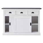 Modern Farmhouse Black and White Buffet with Sliding Doors