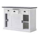 Modern Farmhouse Black and White Buffet with Sliding Doors