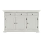 White Three Door Buffet Server with Storage and Crown Molding