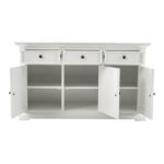 White Three Door Buffet Server with Storage and Crown Molding