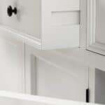 White Three Door Buffet Server with Storage and Crown Molding