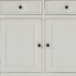 White Three Door Buffet Server with Storage and Crown Molding