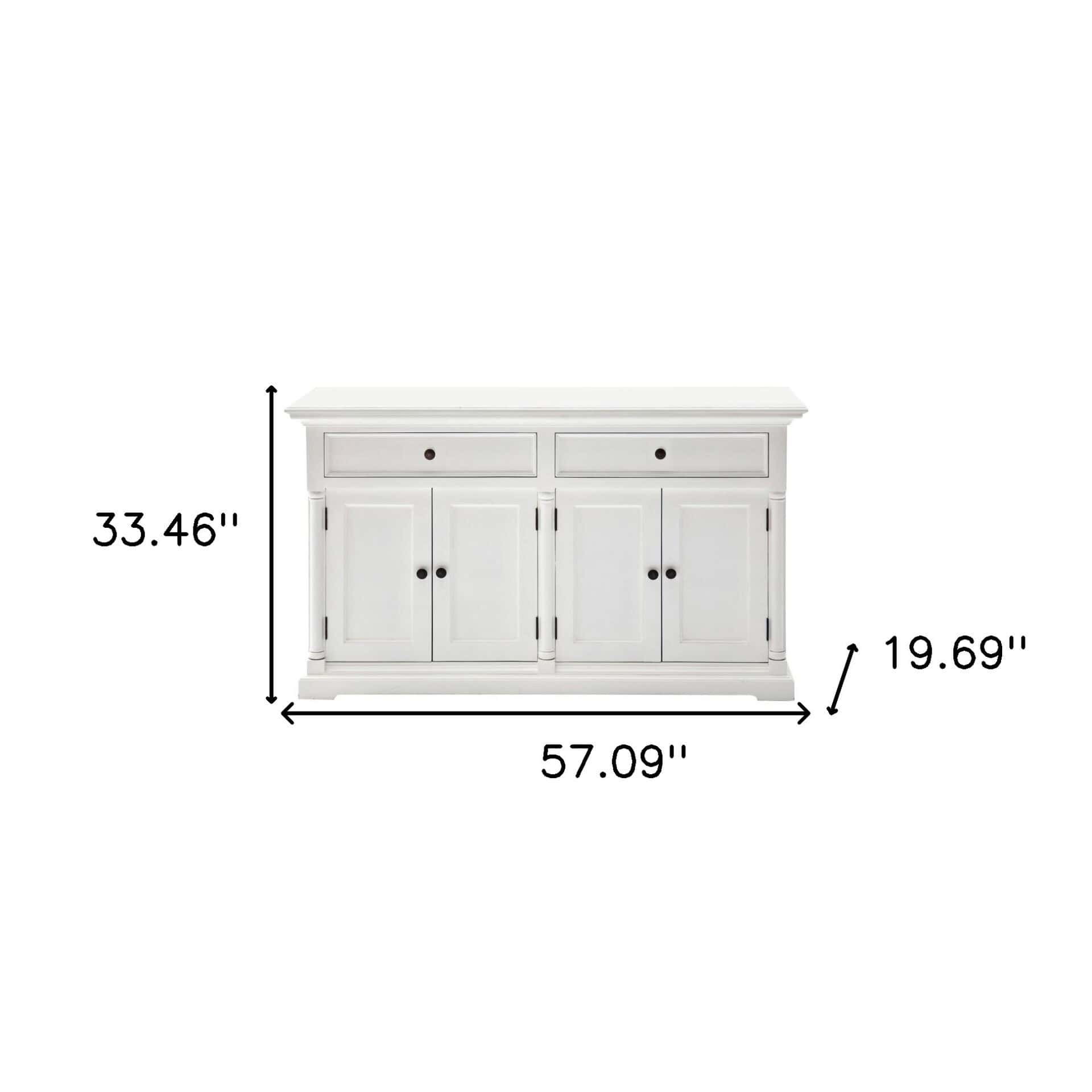 Formal White Solid Wood Sideboard with Two Drawers and Doors 8 Formal White Solid Wood Sideboard with Two Drawers and Doors - Image 8