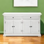 Formal White Solid Wood Sideboard with Two Drawers and Doors 10 Formal White Solid Wood Sideboard with Two Drawers and Doors