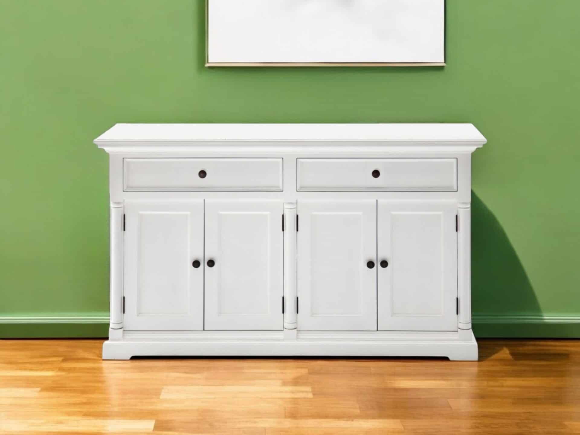 Formal White Solid Wood Sideboard with Two Drawers and Doors 1 Formal White Solid Wood Sideboard with Two Drawers and Doors