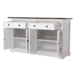 Rustic White Buffet with Dark Brown Top and Shelving