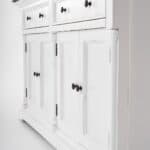 Rustic White Buffet with Dark Brown Top and Shelving