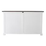 Rustic White Buffet with Dark Brown Top and Shelving