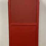 Vintage Red Wooden Phone Booth Bar Cabinet with Wine Storage