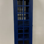 Vintage Blue Wooden Phone Booth Bar Cabinet with Wine Storage