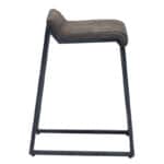 25 Inch Brown Black Leather Iron Counter Height Bar Stool