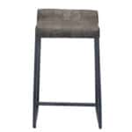 25 Inch Brown Black Leather Iron Counter Height Bar Stool