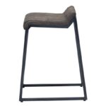 25 Inch Brown Black Leather Iron Counter Height Bar Stool