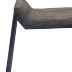 25 Inch Brown Black Leather Iron Counter Height Bar Stool