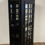 Vintage Black Wooden Phone Booth Bar Cabinet with Wine Storage 9 Vintage Black Wooden Phone Booth Bar Cabinet with Wine Storage