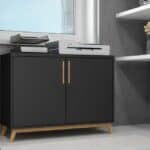 Modern Black and Natural Two Door Accent Cabinet 10 Modern Black and Natural Two Door Accent Cabinet