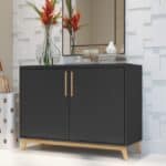 Modern Black and Natural Two Door Accent Cabinet 11 Modern Black and Natural Two Door Accent Cabinet