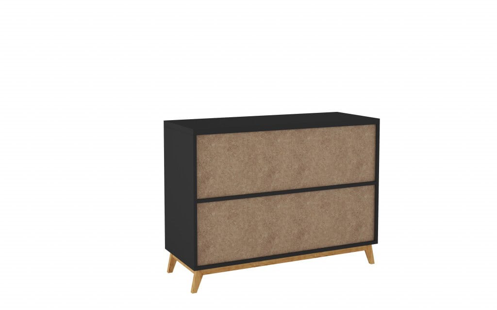 Modern Black and Natural Two Door Accent Cabinet 4 Modern Black and Natural Two Door Accent Cabinet - Image 4