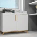 Versatile White and Natural Two Door Modern Accent Cabinet