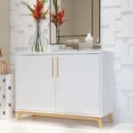 Versatile White and Natural Two Door Modern Accent Cabinet