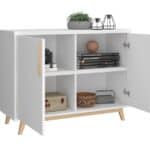 Versatile White and Natural Two Door Modern Accent Cabinet