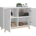 Versatile White and Natural Two Door Modern Accent Cabinet