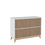 Versatile White and Natural Two Door Modern Accent Cabinet