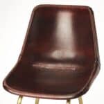 26 Inch Brown and Gold Leather and Iron Bar Stool