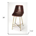 26 Inch Brown and Gold Leather and Iron Bar Stool