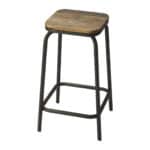 25-Inch Brown and Black Backless Solid Wood Bar Stool