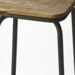25-Inch Brown and Black Backless Solid Wood Bar Stool