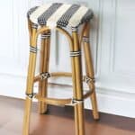 30-Inch Blue and White Backless Rattan Bar Stool