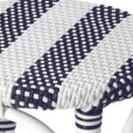 24-Inch Blue and White Rattan Backless Counter Height Bar Stool