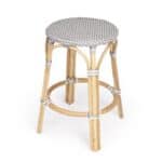 24 Inch Gray and White Rattan Backless Counter Height Bar Stool