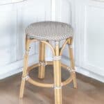 24 Inch Gray and White Rattan Backless Counter Height Bar Stool
