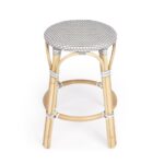 24 Inch Gray and White Rattan Backless Counter Height Bar Stool