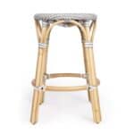 24 Inch Gray and White Rattan Backless Counter Height Bar Stool