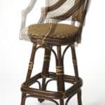 30-Inch Brown Heavy Duty Rattan Bar Stool With Armrests