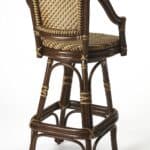 30-Inch Brown Heavy Duty Rattan Bar Stool With Armrests